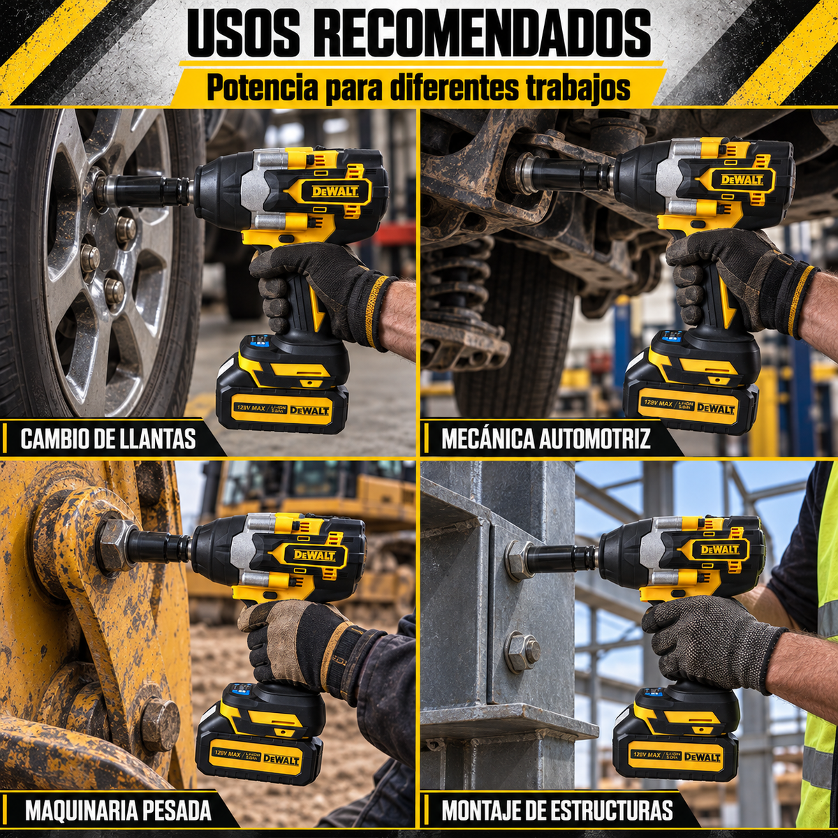 Llave de Impacto DW 1000 Nm Brushless 1/2” con 2 Baterías y Maletín
