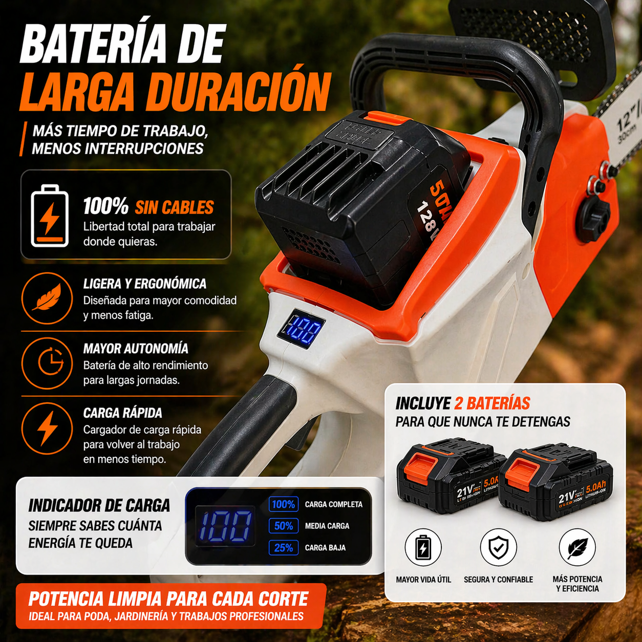Motosierra inalámbrica ST espada 12 pulgadas
