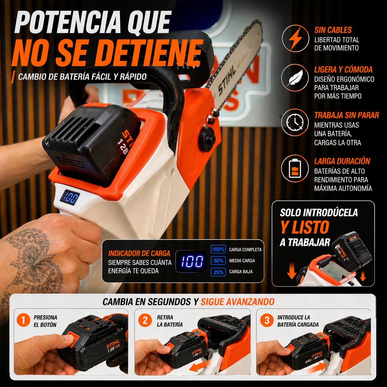 Motosierra inalámbrica ST espada 12 pulgadas