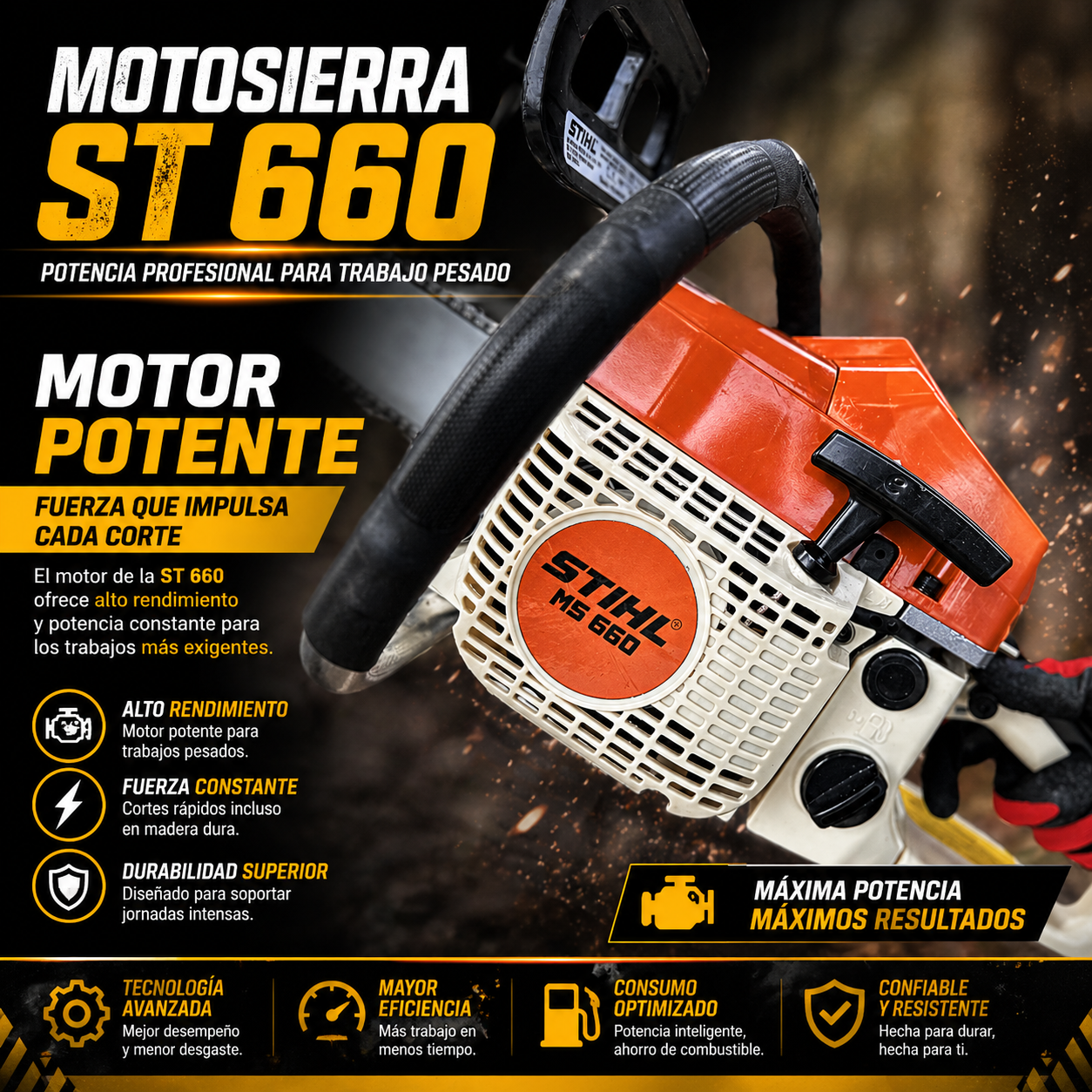Motosierra ST 660 con Espada de 70CM + Obsequio de Aceite