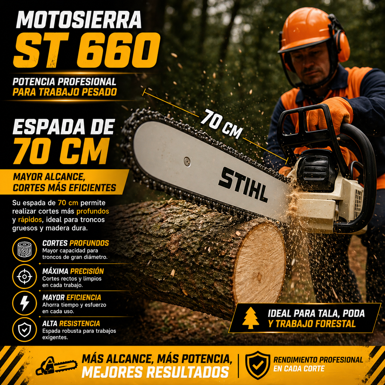 Motosierra ST 660 con Espada de 70CM + Obsequio de Aceite