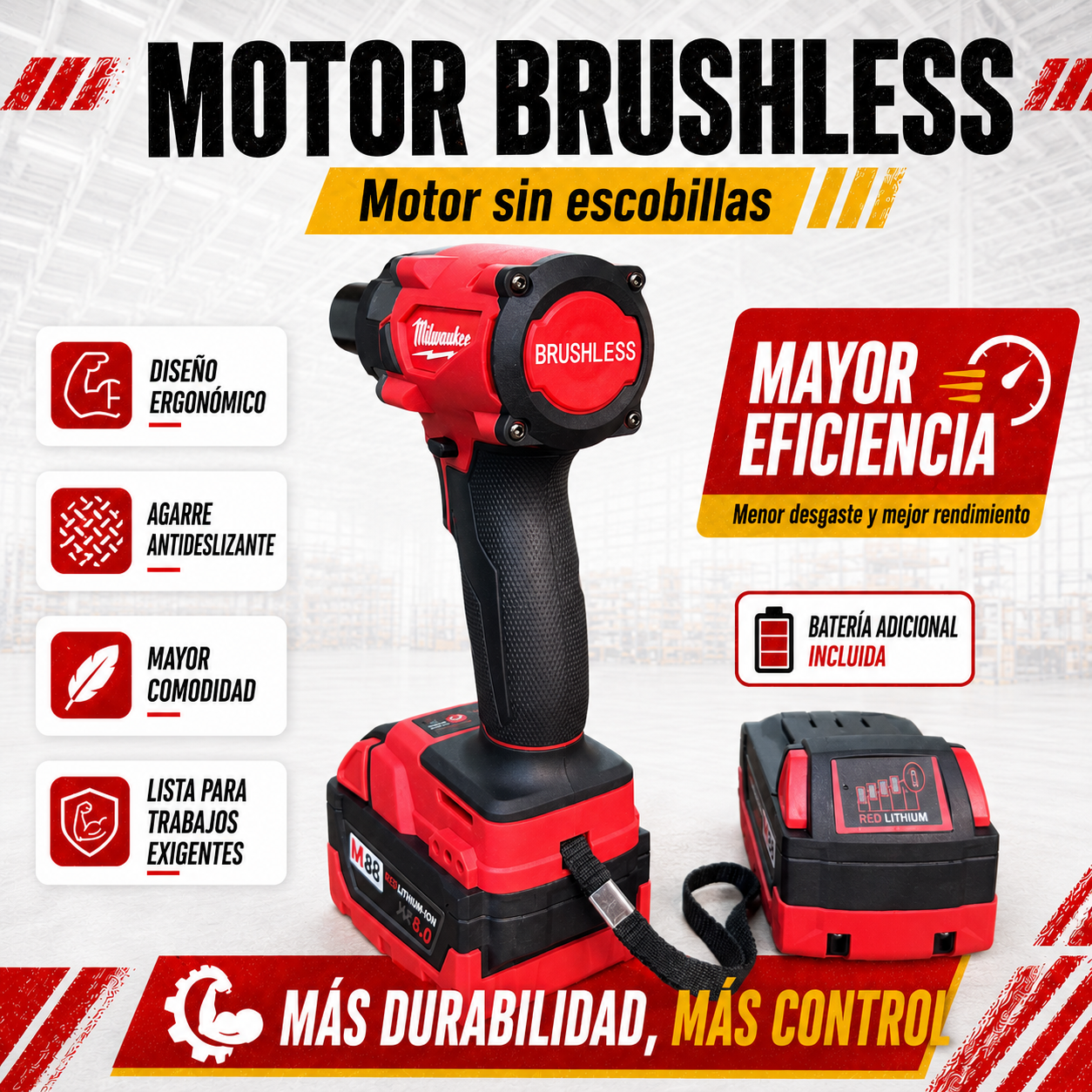 Llave de Impacto MW 800 Nm Inalámbrica con 2 Baterías + Maletín