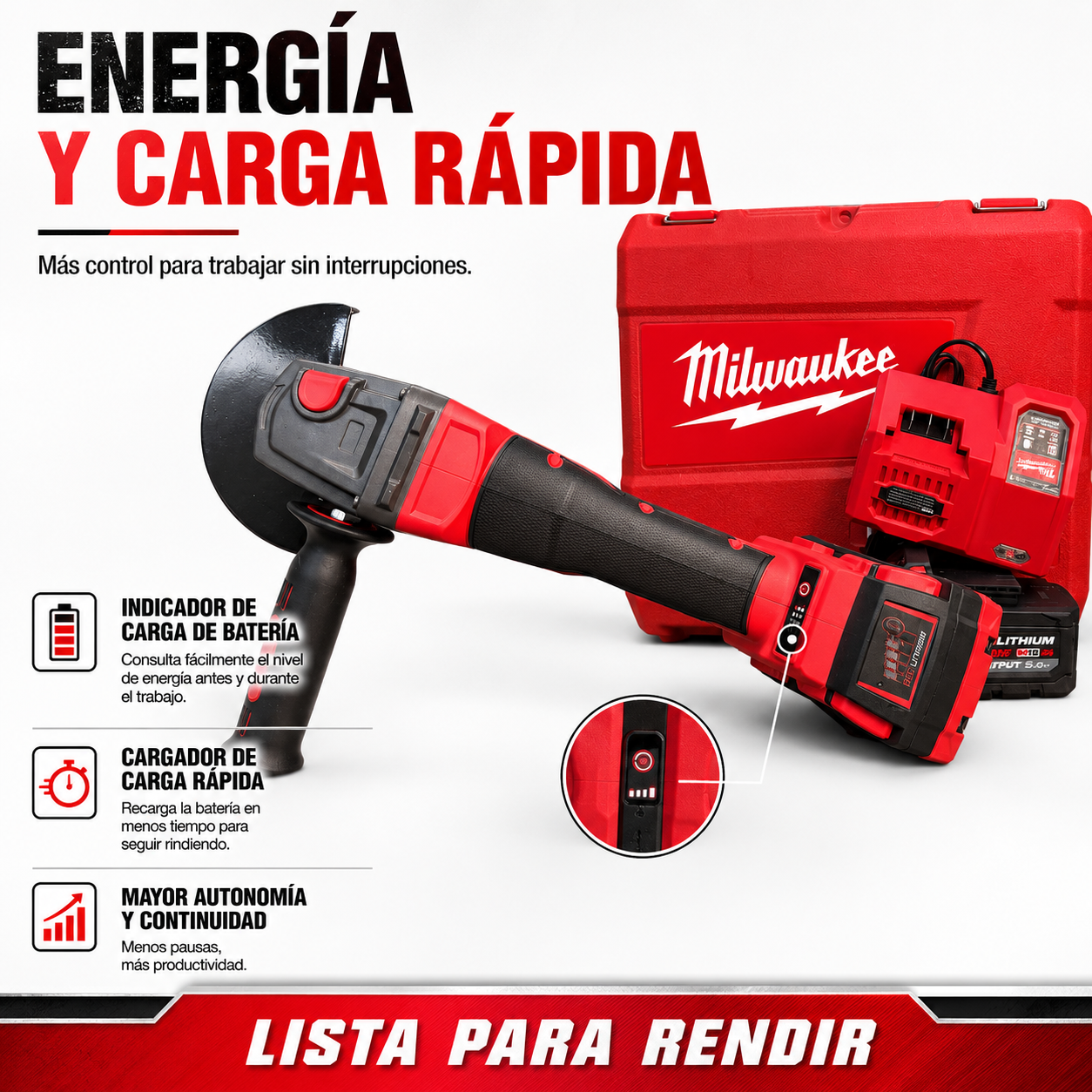 Pulidora MK 4.5” Inalámbrica 10.000 RPM con 2 Baterías + Maletín