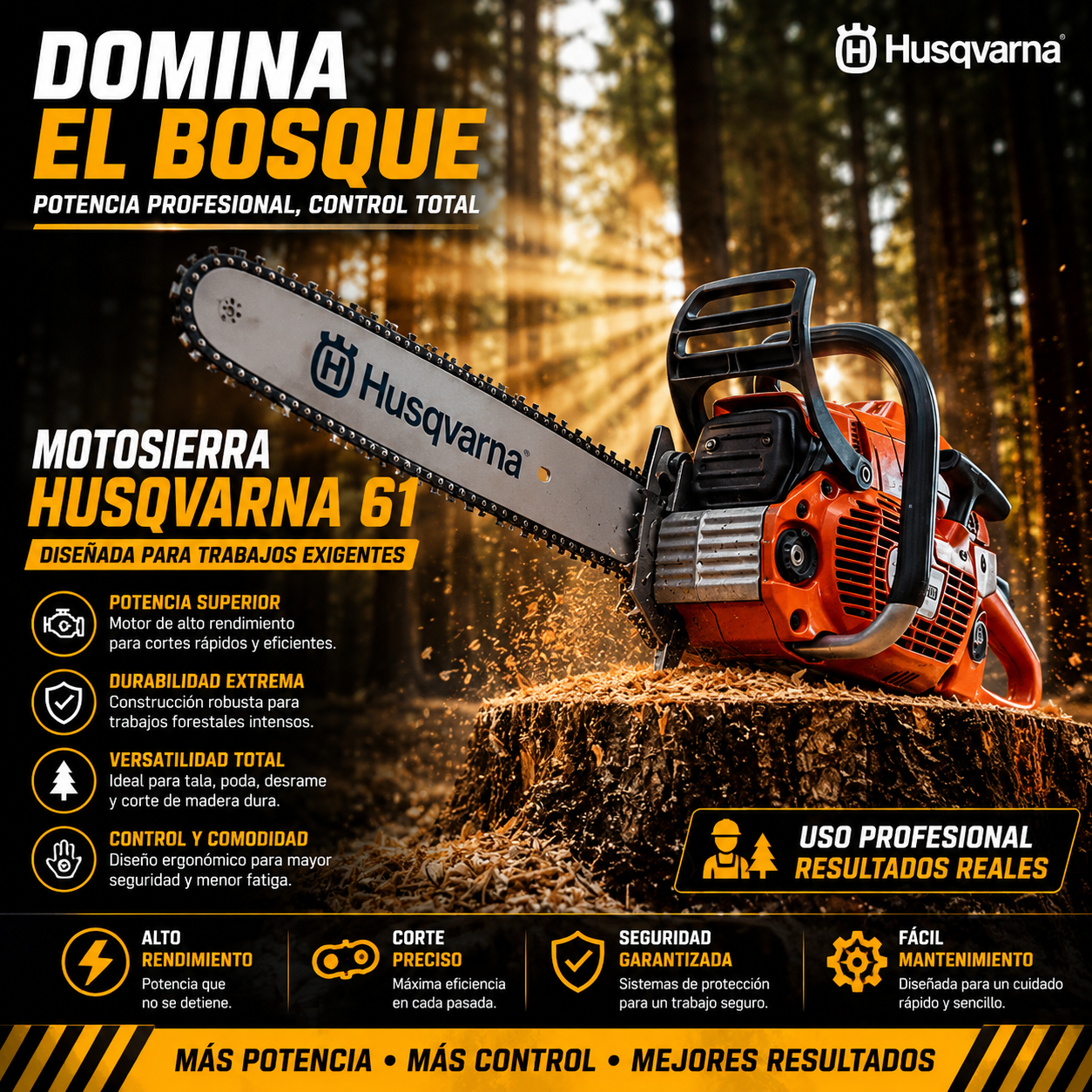 Motosierra HQV 61 - Profesional 70CM | Potencia Forestal + Aceite Gratis
