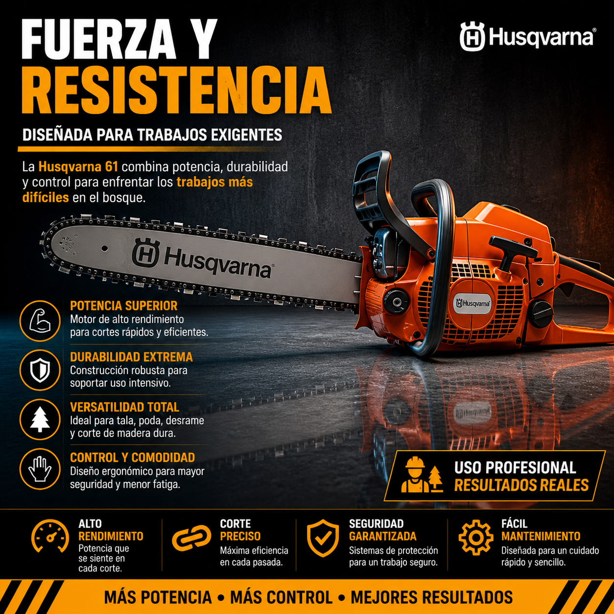 Motosierra HQV 61 - Profesional 70CM | Potencia Forestal + Aceite Gratis
