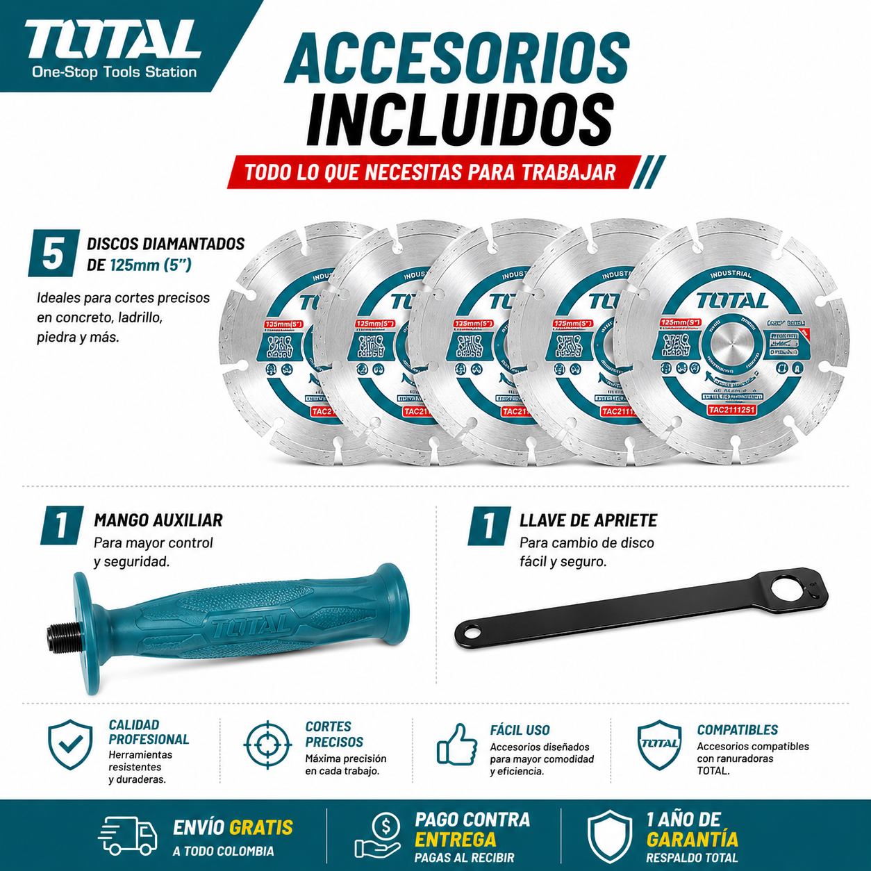 Ranuradora de Pared TOTAL 1500W Profesional  + 4 Discos