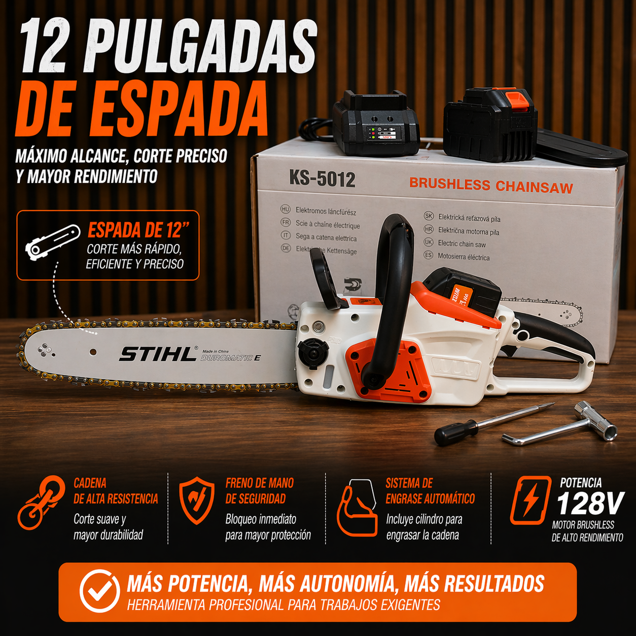 Motosierra inalámbrica ST espada 12 pulgadas
