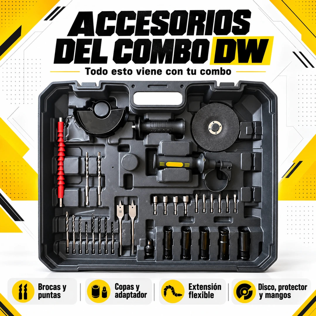 Combo Profesional DW de 4 Herramientas Inalámbricas – 4 Baterías + 2 Cargadores