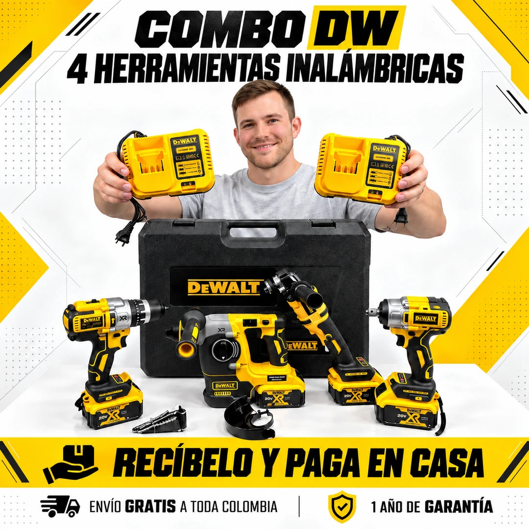 Combo Profesional DW de 4 Herramientas Inalámbricas – 4 Baterías + 2 Cargadores