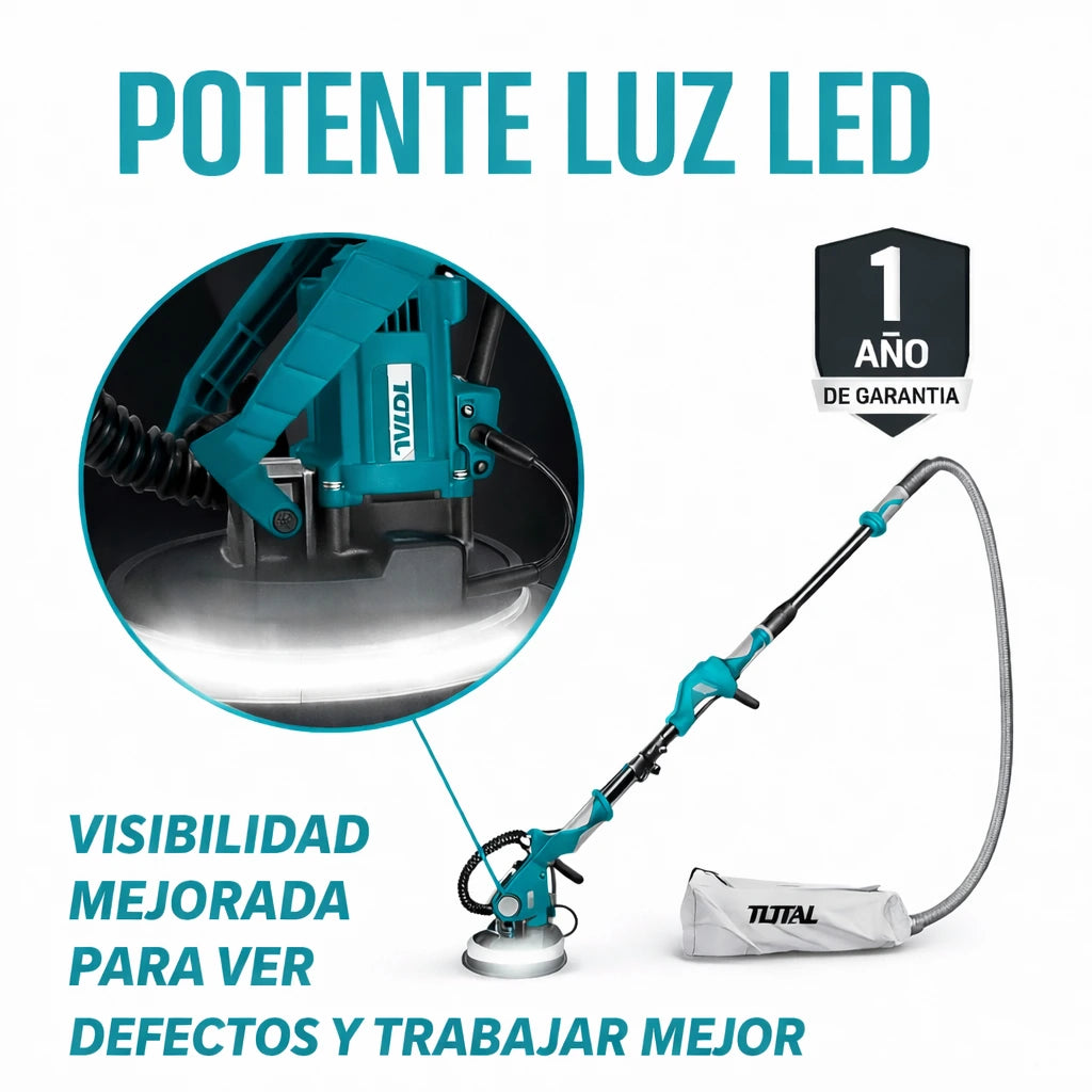 Lijadora de Pared Tipo Jirafa TOTAL ORIGINAL 1050W con Luz LED + Bolsa Recolectora
