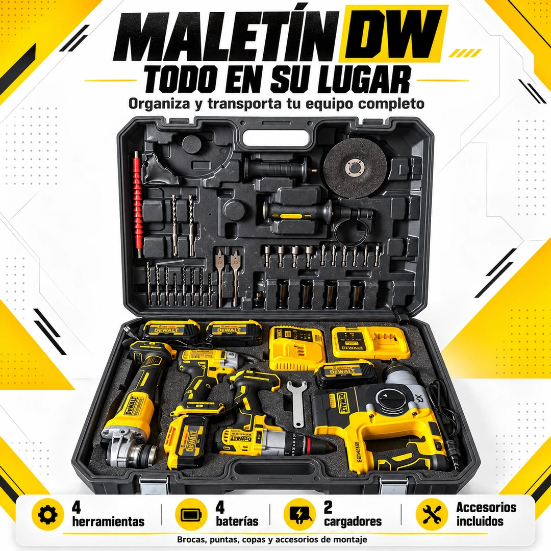 Combo Profesional DW de 4 Herramientas Inalámbricas – 4 Baterías + 2 Cargadores