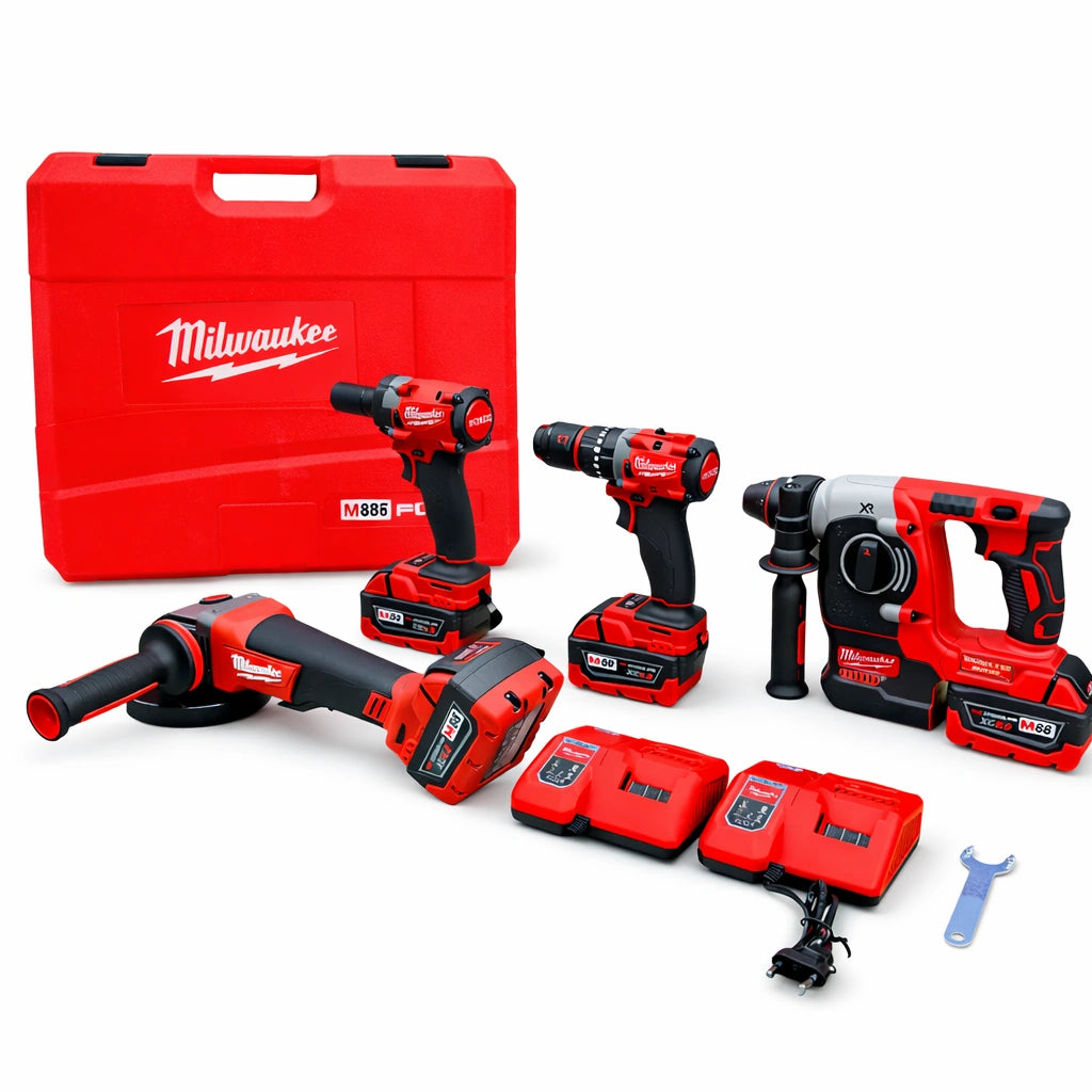 Combo MW 4 en 1 Brushless 5 Amperios – Taladro + Rotomartillo + Pulidora + LLave de impacto con Maletín