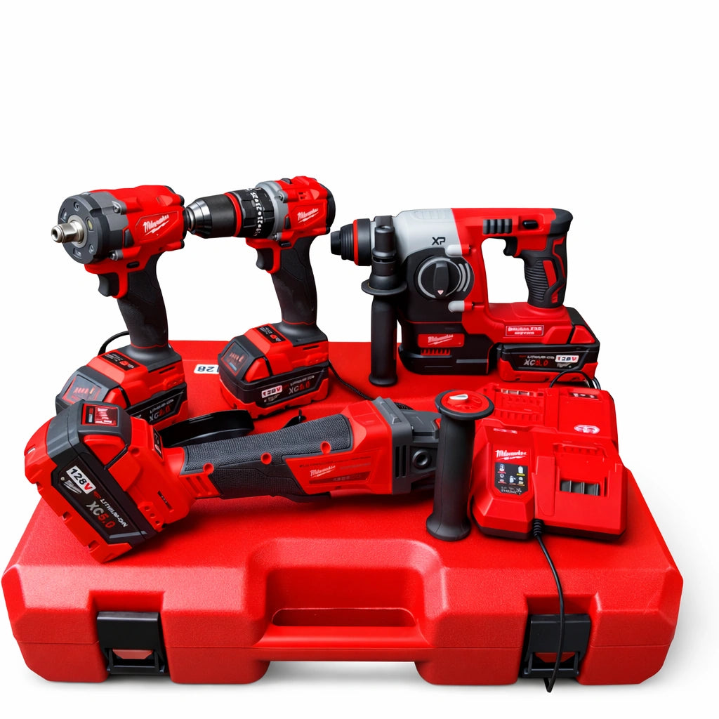 Combo MW 4 en 1 Brushless 5 Amperios – Taladro + Rotomartillo + Pulidora + LLave de impacto con Maletín