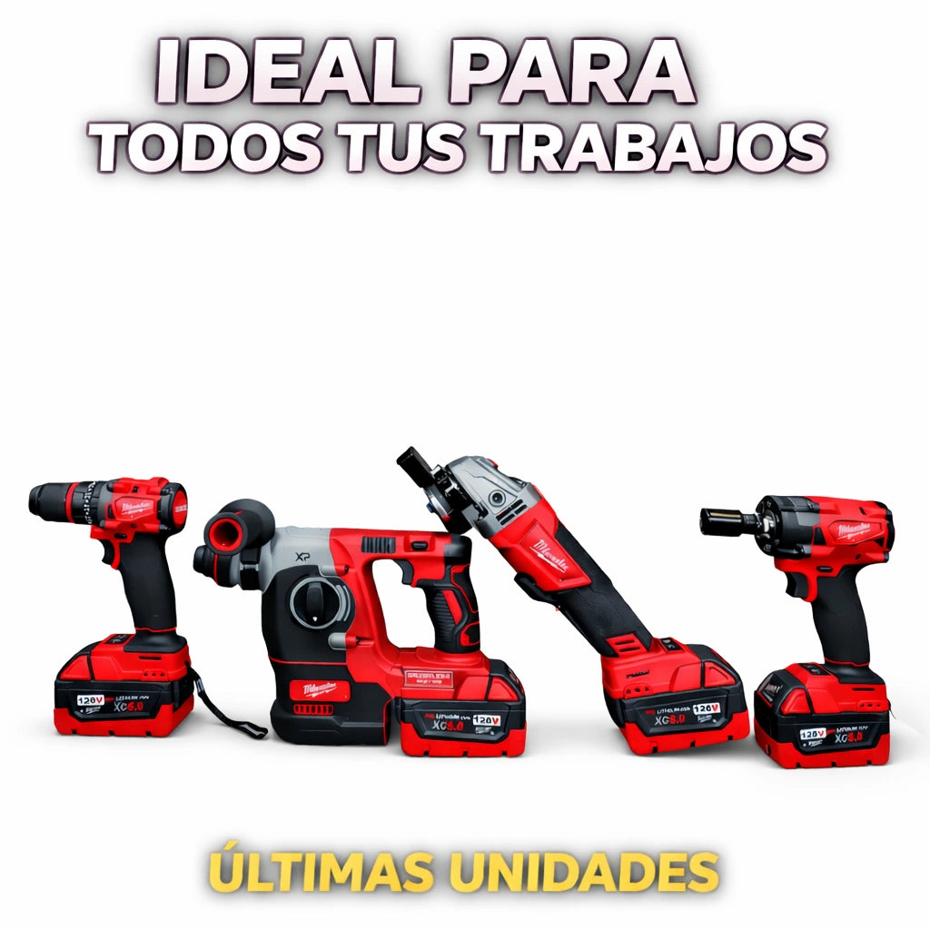 Combo MW 4 en 1 Brushless 5 Amperios – Taladro + Rotomartillo + Pulidora + LLave de impacto con Maletín