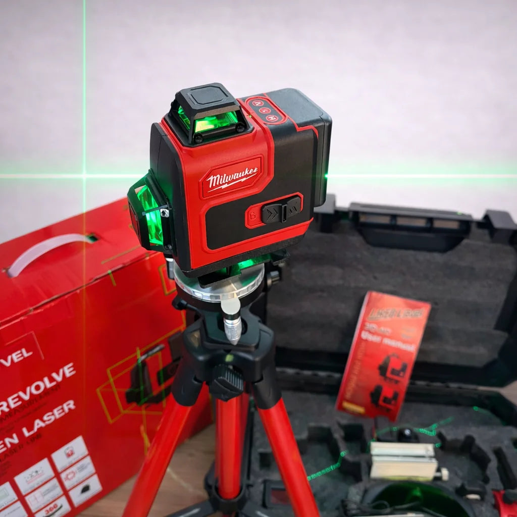 Nivel Láser Verde 360° Profesional con Trípode y Accesorios – Alta Precisión