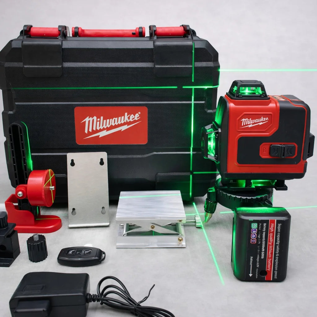 Nivel Láser Verde 360° Profesional con Trípode y Accesorios – Alta Precisión