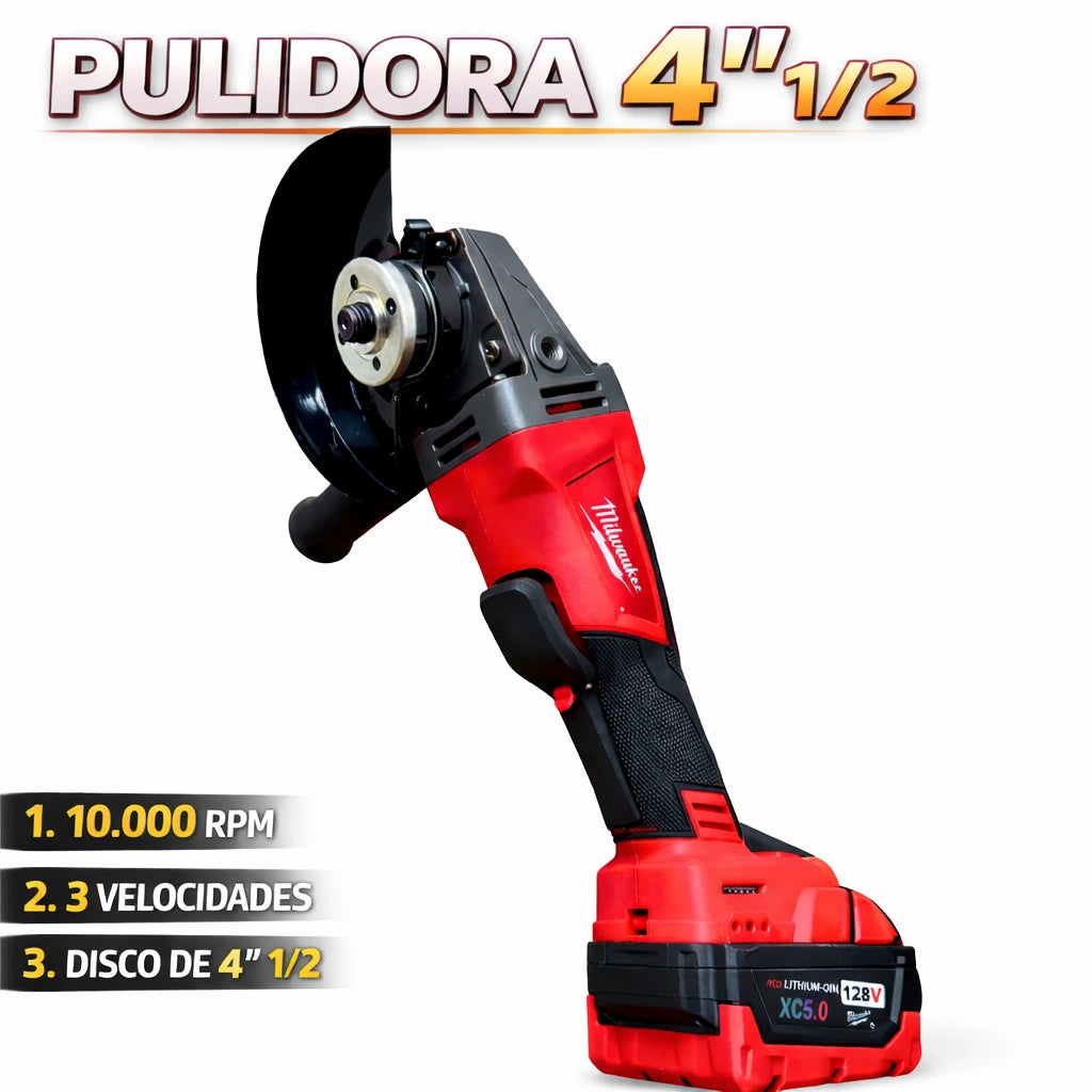 Combo MW 4 en 1 Brushless 5 Amperios – Taladro + Rotomartillo + Pulidora + LLave de impacto con Maletín