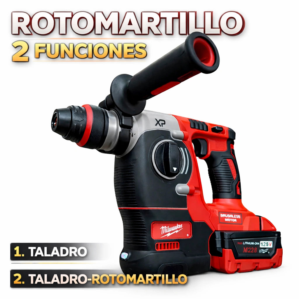 Combo MW 4 en 1 Brushless 5 Amperios – Taladro + Rotomartillo + Pulidora + LLave de impacto con Maletín