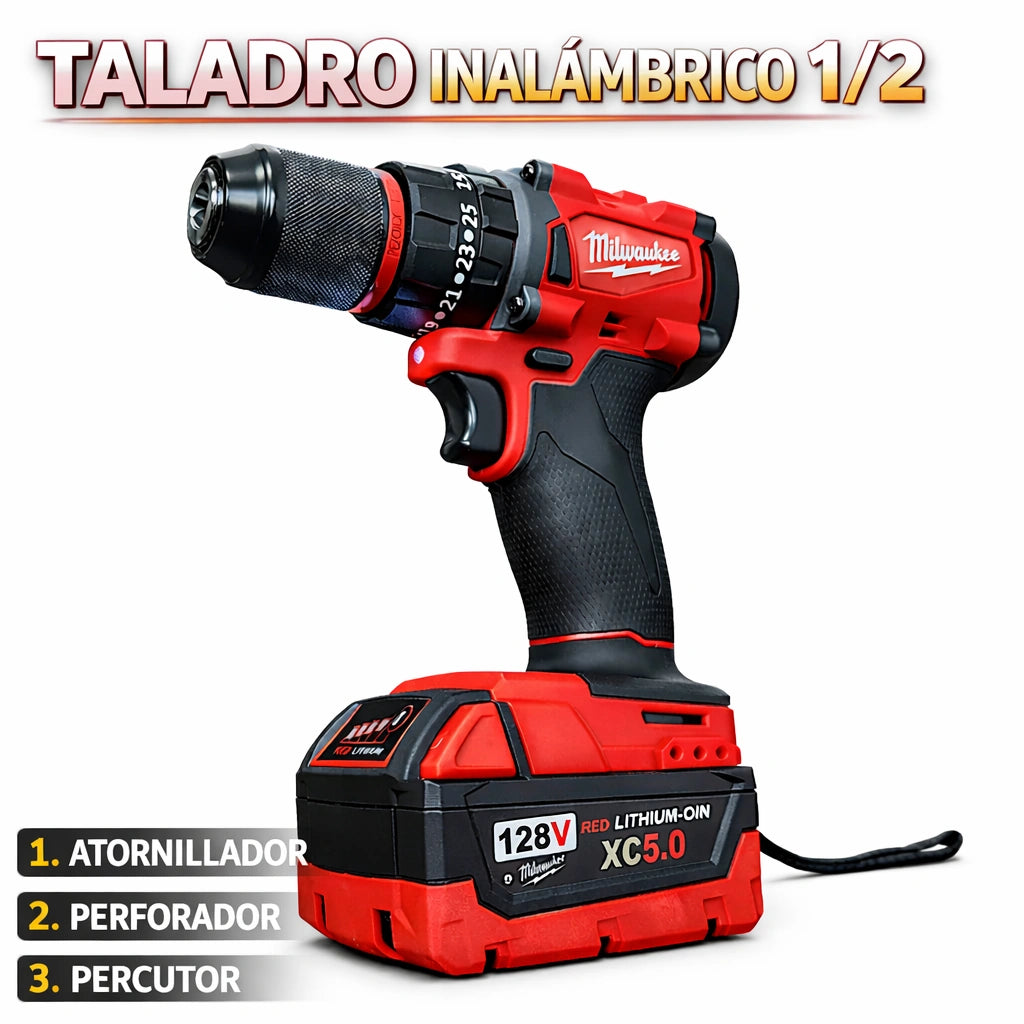 Combo MW 4 en 1 Brushless 5 Amperios – Taladro + Rotomartillo + Pulidora + LLave de impacto con Maletín